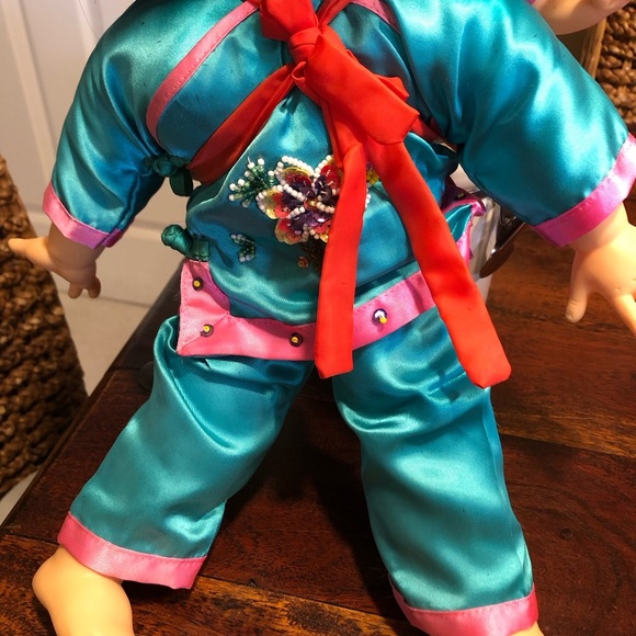 Asian Chinese Woman Carrying Child Cloth Dolls 13 inch mom and baby. Please read - Picture 7 of 15